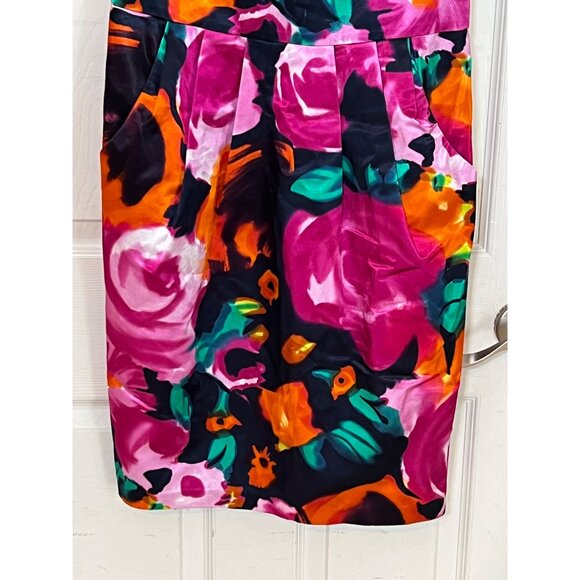 St. John Floral Dress Watercolor Sleeveless Pencil Sheath Lined Silk Pockets 6 - Picture 3 of 13
